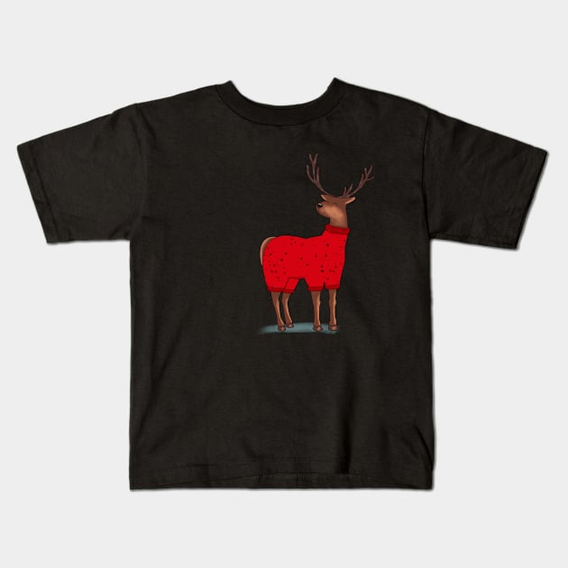 Xmas Deer Kids T-Shirt by Other Design